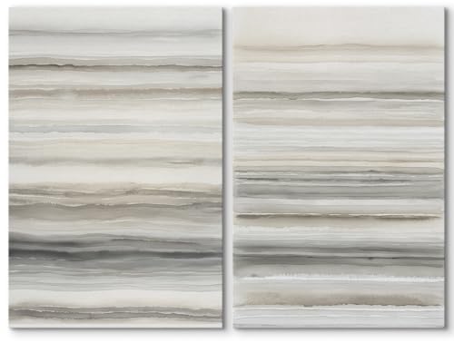 SIGNWIN Canvas Print Wall Art Soft Gray Horizontal Watercolor Stripes