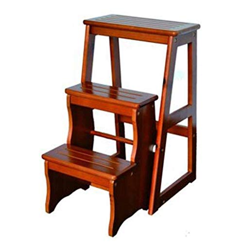 Taburete de madera maciza y escalera plegable DASHADAO para casa 2
