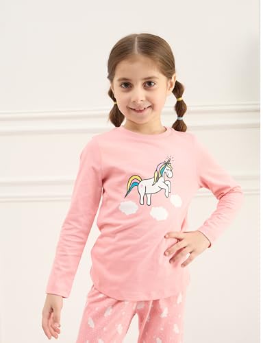 Image of Amazon Brand - Symbol Girls Night Dress | 100% Cotton T-Shirt & Pajama Set | Full Sleeves | Age 2-12 Years