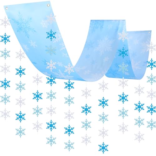 Cholemy 101 Pcs Winter Snowflake Banner Ceiling Hanging Decor -