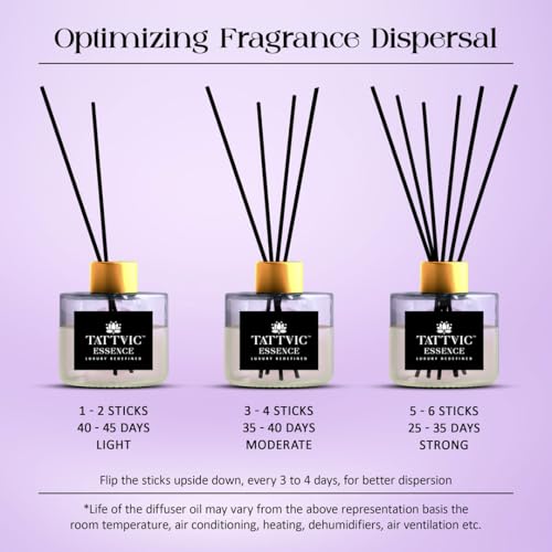 Image of Lavender Reed Diffuser Set by Tattvic Essence | 6 Fiber Reed Sticks Free | Stress Relief & Aromatherapy | Long-Lasting, Smoke-Free Air Freshener for Home, Bedroom & Office | Ideal for Gifting | 120ml