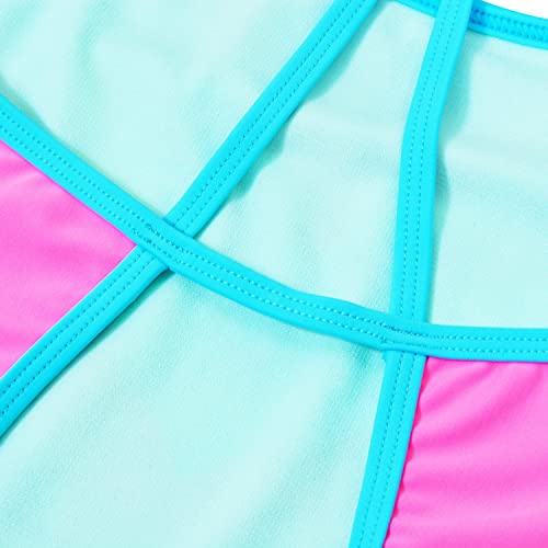 Girls Swimsuit Color Printed Backless Shoulder Swimwear One Piece Swimsuit Sport Set Swimwear For Girls 6-14Years (Shenlansevxing, M) #TOP6