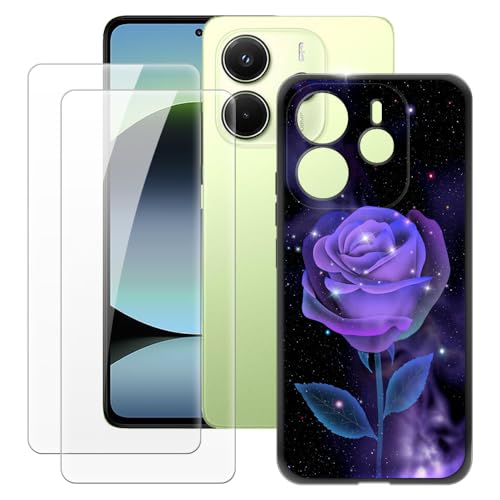 OAGELIM Funda hecha para Xiaomi Redmi Note 14 4G de 163 mm + 2 protectores de pantalla de vidrio templado, ultrafina, a prueba de golpes, funda de silicona TPU suave para Xiaomi Redmi Note 14 4G 163