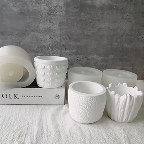 Embossed Love Flower Pot Silicone Mold Succulent Planter Vase Cactus Concrete Mold Plaster Epoxy Resin Candle Pen Holder Cement Clay Mould Desktop Decoration #TOP6