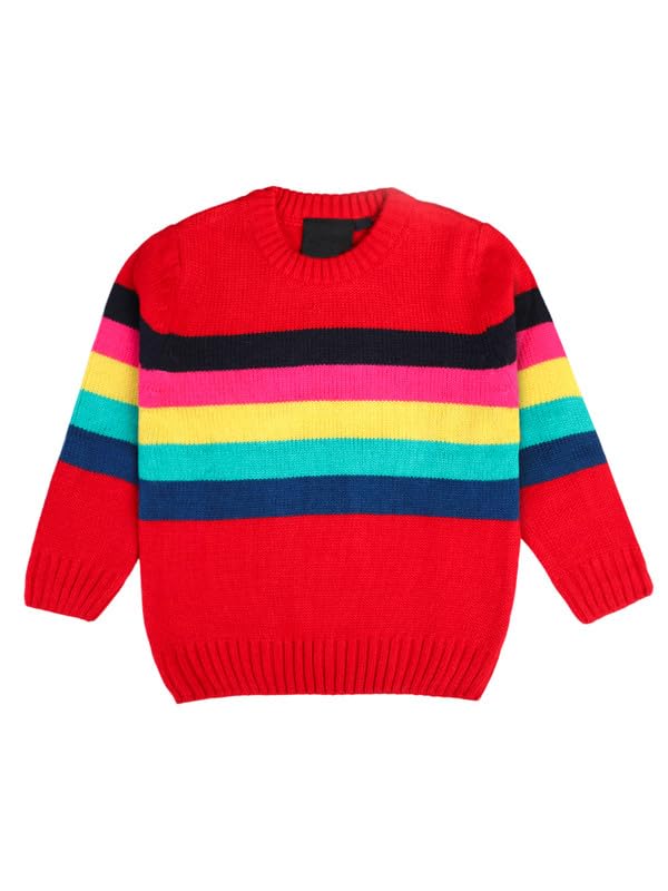 Image of CHKOKKO Boys Woolen Round Neck Sweaters Winter Sweatshirts 7-8 Years Blood red