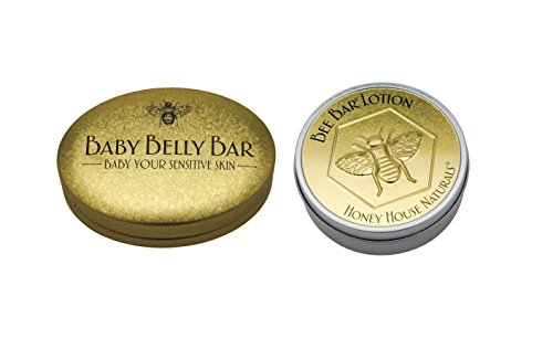 Honey House Naturals Baby Belly Bar and Vanilla Bee Bar Moisturing Solid Lotion Gift Set Bundle