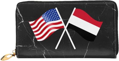 American And Yemen Flag Wallet Card Bag