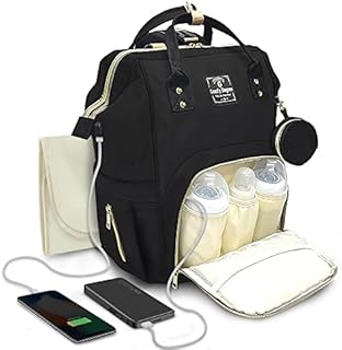 ComfyDegree Nappy Changing Backpack Waterproof Large Capacity Baby Travel Bag Rucksack w/ Pacifier Holder, USB Port Stroller Straps & Insulated Bottle Warmer Pockets for Mom and Dad