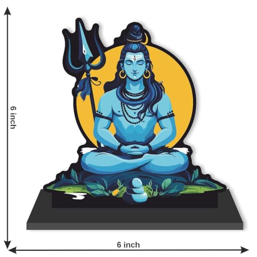 Image of CVANU Wooden Idols & Figurine Table Top Lord Mahadev Decorative Item Religious Showpiece for Study Table| Office Desk| Book Shelf| Gift| Home Decoration (6inch X 6inch) S496