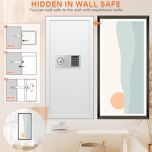 Image of White 29.53 inch Tall Fireproof Wall Safes Between the Studs 16 inch Centers