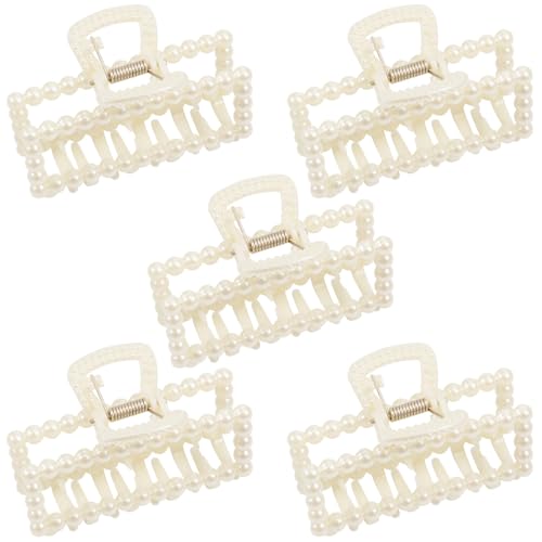 Mecool 5 Pcs Artificial Pearls Hair Claw Clips for Women Ponytail Holder, 5 Pcs - 1, 1 count (Pack of 5)