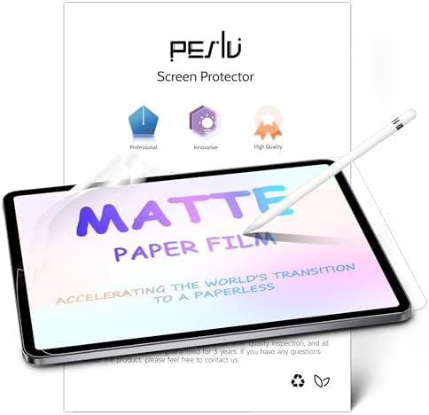 Peslv 2 Pack Screen Protector for iPad Air 5th & Air 4th (10.9 inch) / iPad Pro 11 (2022/21/20/18), Matte Anti-Glare PET Film, Blue Light Filter/Drawing & Writing Feel Like on Paper