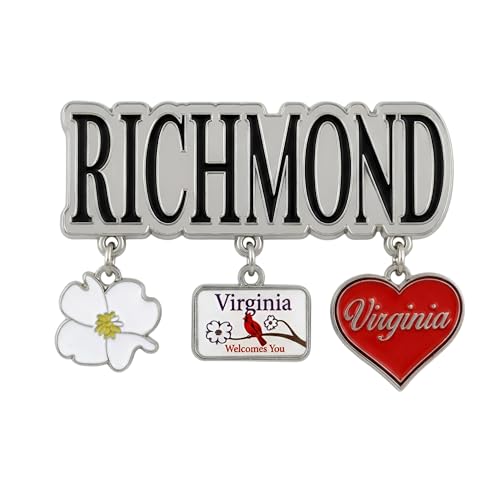 Imán decorativo Richmond Virginia metálico con esmalte 2 pulg miniatura 1