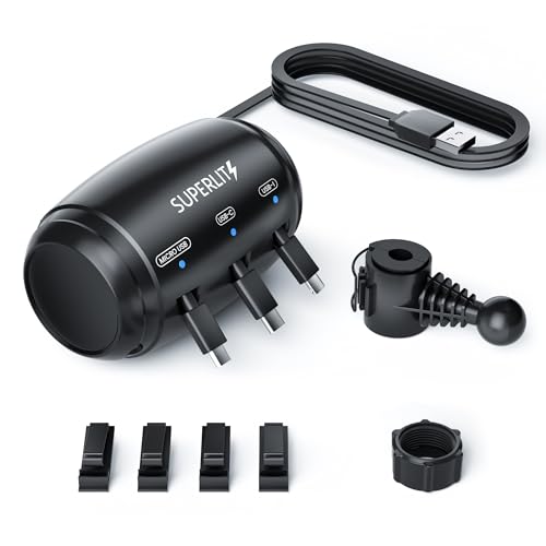 Superlit 3-in-1 Retractable Backseat Car Charger – Headrest Mount Charging Station for Uber, Lyft and Rideshare Drivers, Fast Multi USB Charging Device for Passengers Compatible with All Phones