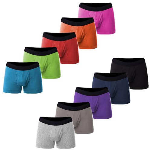 Andrew Scott Men's Cotton - Stretch Boxer Briefs | Sport Trunks | Multi Colors | Pack of 10