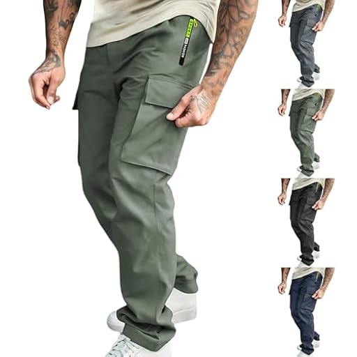 HUYTBYG Pantalones elásticos para hombre, pantalones cargo casuales para hombre, ajuste recto, ajuste holgado, pantalones deportivos de moda juvenil, pantalones ligeros para caminar, pantalones retro | Ya disponible en tu tienda friki favorita! En mundofriki.es!