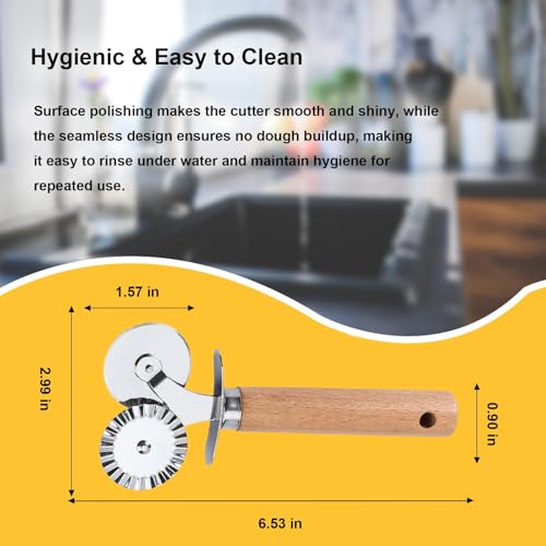 Pastry Double Cutter Wheel,Dual-Head Baking Tool for Home and Kitchen Use,Ravioli Cutter - Thumbnail 6