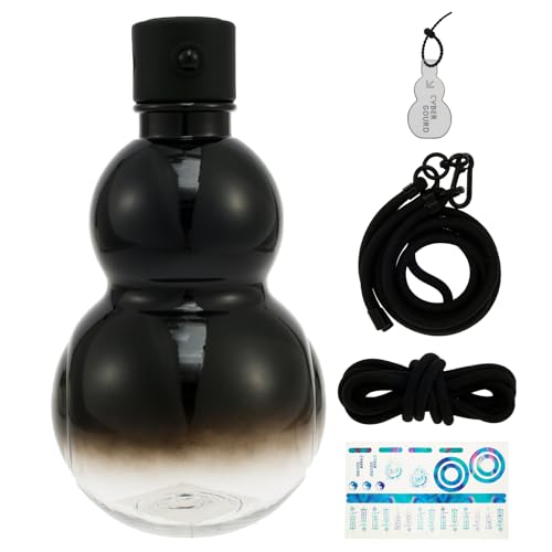 RVEFOT Gourd Water Bottle 900ml Gourd Sports Water Bottle Leakpoof Gourd Style Water Bottle Portable Water Bottle Chinese Retro Inspired Gourd Bottle for Daily Drinking Use(Stainer black)