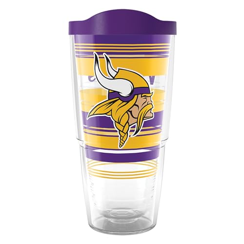 Tervis NFL Minnesota Vikings - Hype Stripes Made in USA Double Walled Insulated Tumbler Travel Cup Keeps Drinks Cold & Hot, 24oz, Classic