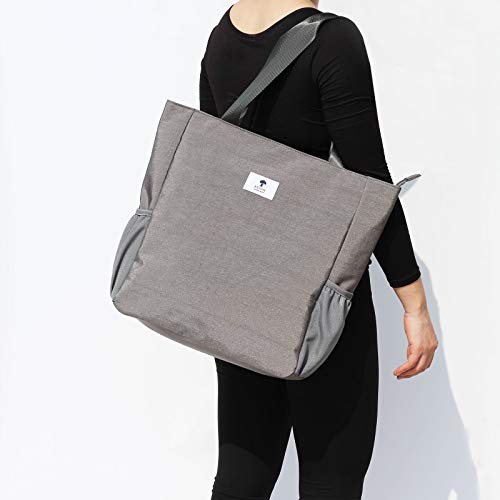 ESVAN Original Floral Water Resistant Large Tote Bag Shoulder Bag for Gym Beach Travel Daily Bags Upgraded ([W] Gray) by ESVAN - Image 2