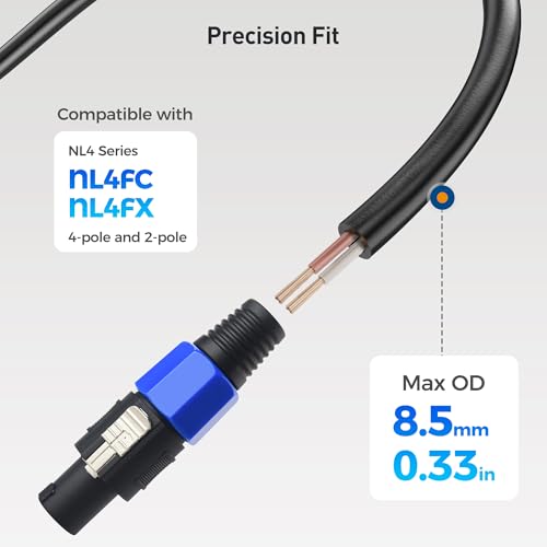 Conectores de cable de altavoz de 4 polos con ajuste preciso tipo Speakon serie NL4FX 3