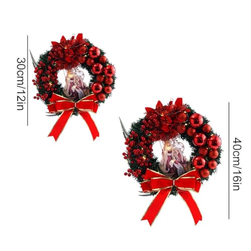 Guirlanda da Sagrada Família, guirlandas grandes de Natal para porta da frente com luzes, conjunto d