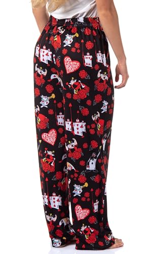 Disney Calça de pijama feminina Alice no País das Maravilhas Rainha de Copas, Preto, XXG