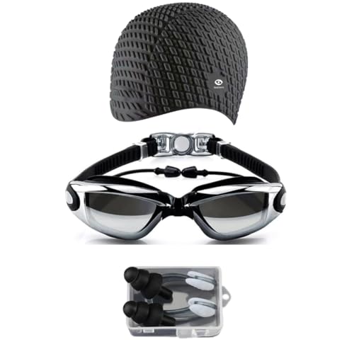 Image of First Lens Powerless Swimming Goggle with Earplug, Square design Swimming cap Men & Women 02