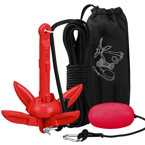 Image of MorningRo 1 Pack 1.5 /3.5 lb Marine Kayak Anchor Kit with 40ft Rope and Buoy Folding Grapnel Boat Anchor Kit Kayak Fishing Accessories for Small Boats, Canoe, SUP Paddle Boards