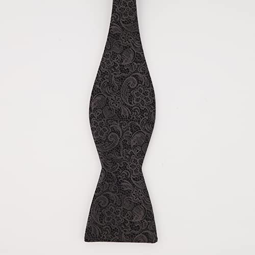 The Tie Bar Men's Ceremony Paisley Solid Color Bow Tie, Regular Self Tie, 2.5 X 4.5 Inches, Black #TOP2