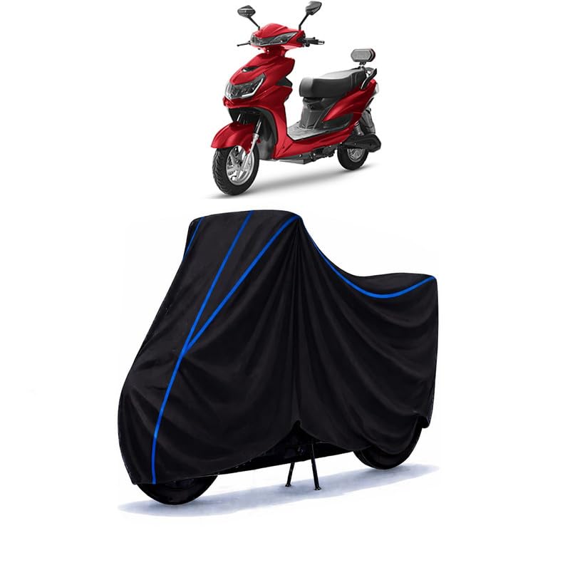 Image of Scooty Cover Water Resistant for E2Go | Universal Scooter & Bike Cover | Heavy Duty UV Protection | Dust, Rain & Scratch Protection | Elastic Fit All Weather Indoor Outdoor | Black with Blue Piping