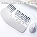 TISHLED Ergonomic Wireless Keyboard and Mouse Combo with Wrist Rest, Curved Split Keys Silent 84-Key Membrane Keyboard 6-Key Vertical Mouse Set for Win/Mac/PC/Laptop, AAA Batteries, White Grey