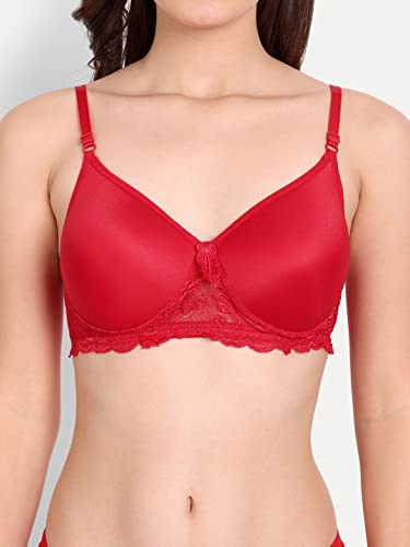 Image of FIMS - Fashion is my style Women Cotton Floral Lace Padded, Non-Wired, Full Coverage, Seamless Bra Panty Set, Multicolor, Lingerie Set
