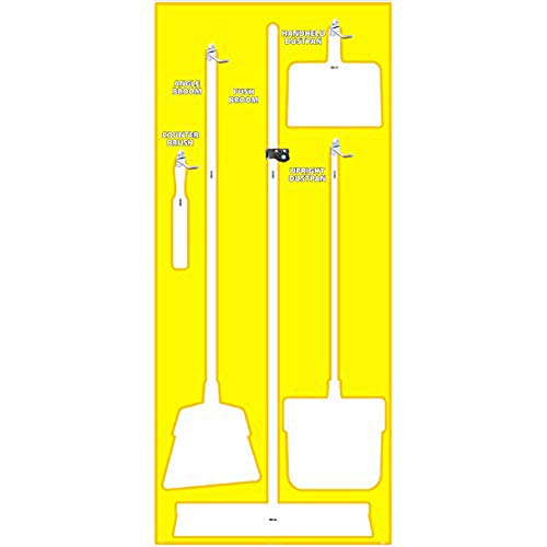 Image of NMC SB108AL 5S Janitorial Shadow Board, Yellow /White, 68 inchX30 inch, Heavy-DutyAluminum (Tools Sold Separately)