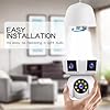 TEKXDD【Three Lens Light Bulb Security Camere, 6MP WiFi Wireless Light Bulb Camera, 2-Way Talk,Color Night Vision, Motion Tracking, Audible Alarm,TF/Cloud,Support E27 Light Bulb Socket