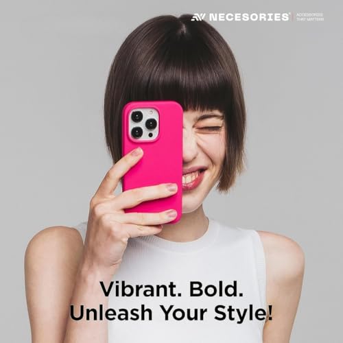 Image of Liquid Silicone Case Compatible for iPhone 15 Pro Max Hot Pink | Slim Back Cover | Soft Touch Bumper | Shockproof Drop Protection | Microfiber Cloth Inside | Sleek Solid Design