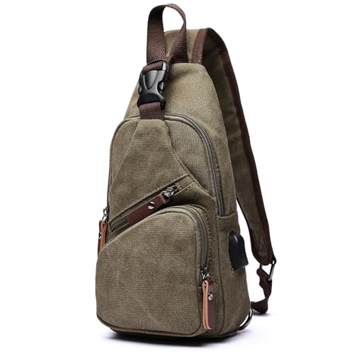 IT'SCARL Waterproof shoulder bag, crossbody bag, men's and women's suspender backpack, hiking backpack, multifunctional crossbody chest bag (green)