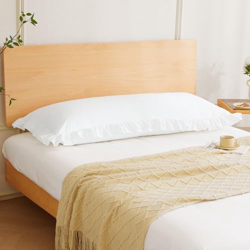 Off White Ruffled Body Pillow Cover 1 Piece Washed Cotton Farmhouse Shabby Long Body Pillow Sham 20"x54"