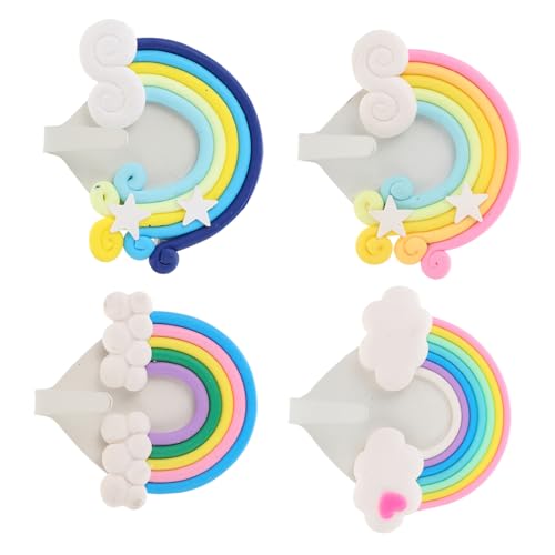 Toyvian 4個 粘着式レインボーハートフック 鮮やか装飾 アイアン製耐久性 洗面所廊下居間対応 かわいい壁掛けハンガー 家具整理に