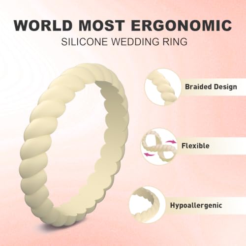 Image of Egnaro Women's Silicone Anniversary Wedding Ring 2.5mm Wide 1.8mm Thick