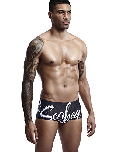 SEOBEAN Mens Low Rise Sexy Surfing Boxer Brief Swimwear2