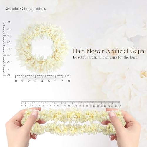 Image of Curated Cart Artificial Scented Gajra for Women Hair Bun, Juda Hair Accessories, Floral Bun Gajra for Bridal, Wedding, Party, Festival & Traditional Hairstyle, White, Pack of 1