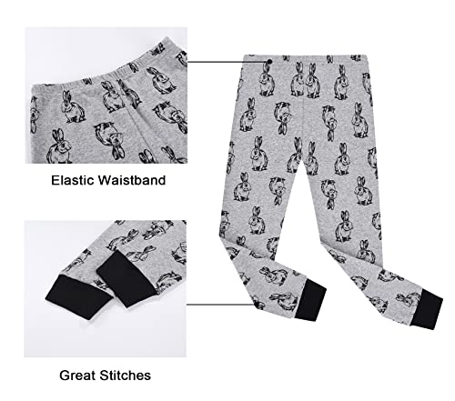 Benaive Easter Pajamas for Boys, Bunny Pjs for Boy Cotton Pajama, 2-Piece Children Pants Set (Rabbit, Grey, 3T) - image 5