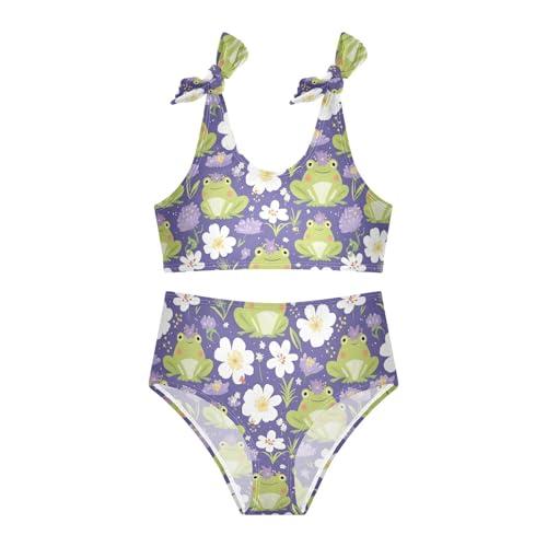 Wusikd Cartoon Frogs Girls Swimsuits Two Piece Flower Crowns Swimwear Bikini Set for for Girls Size 3T3