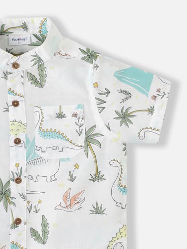 Image of Nautinati Boys Printed Collared Shirt with Shorts Clothing Set | Age 1-5 Years