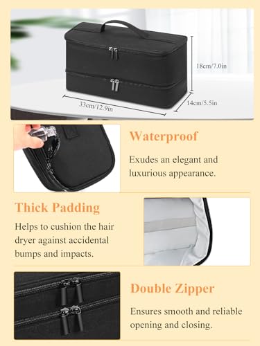 Black Hair Dryer Travel Bag: Double-Layer Storage Organiser for Shark FlexStyle Hair Styler - Waterproof Organiser Storage Shark FlexStyle Storage Case for Hair Dryer Brush/Hair Curler (Bag Only) - Image 4