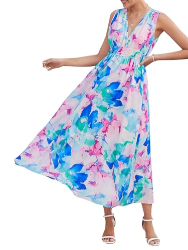 Image of Flessibili Women's Sleeveless Floral Maxi Dress 2026 Sundresses Spring Summer Wedding Guest