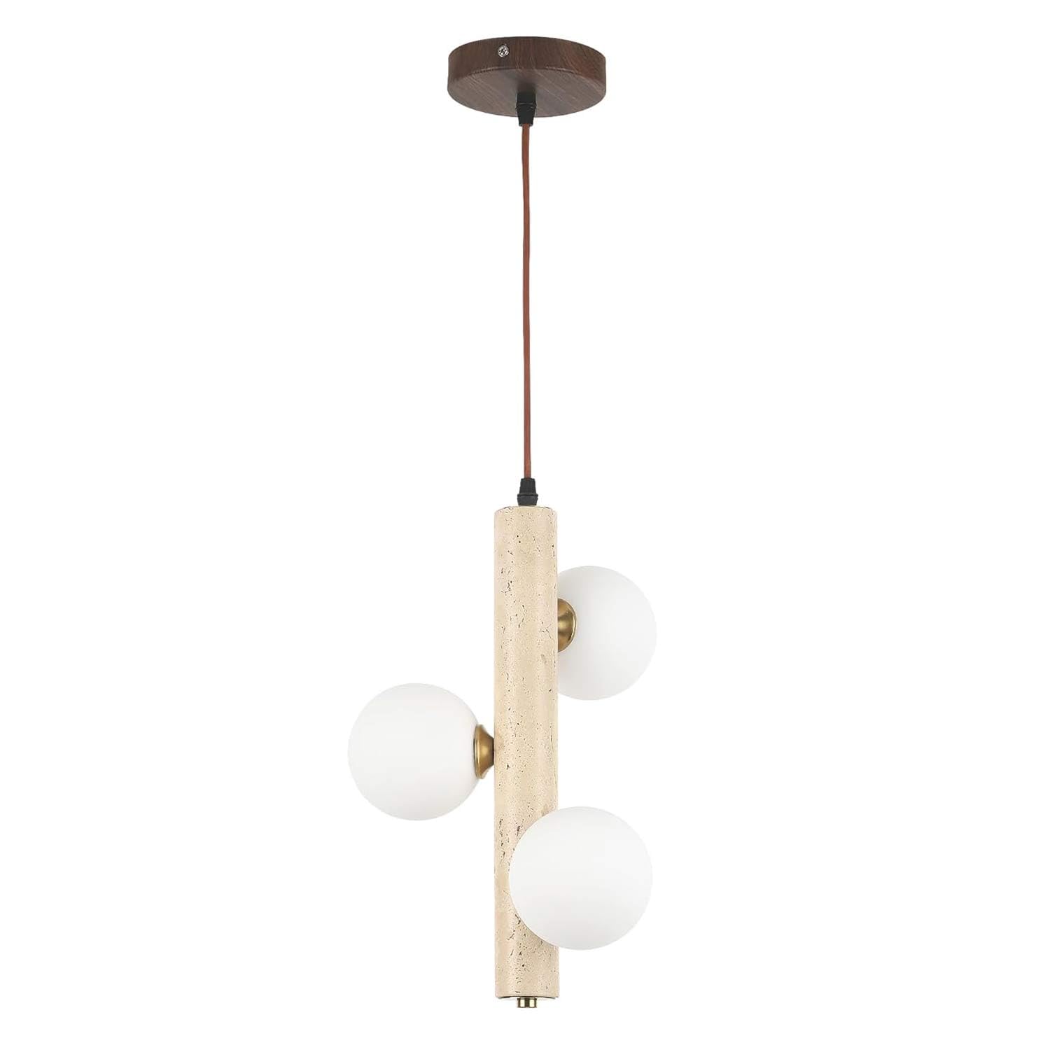 USMJQVZ 3-Light Wabi Sabi Pendant Light Travertine Chandelier Nordic Style Yellow Cave Stone Pendant Light Dining Room Kitchens Island Hanging lamp Stone Lamp (Wire Adjustable)