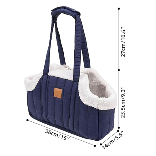 Hundetasche bis 7.5 kg Welpen Fleece Warm Hundetragetasche, Wendbarer Transporttasche für Hunde Katze - Tragetasche Schulterriemen und Aufbewahrungstasche (Grau, As Show)
