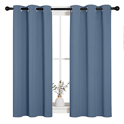 Image of NICETOWN Kitchen Curtains Small Window Curtains & Drapes, Thermal Insulated Solid Grommet Panels for Cupboard, Loft, Cafe, Dining Room (Stone Blue, 34 inch W x 45 inch L, 2PCs)